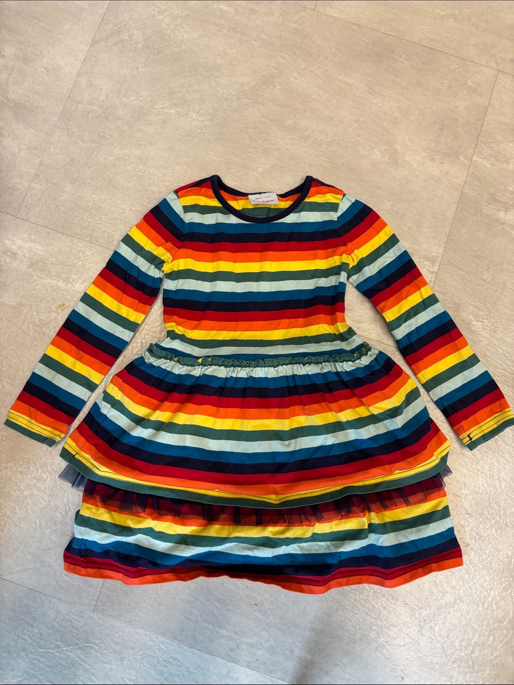 Hanna Anderson Rainbow Striped Tiered Dress Rainbow Brite Colorful Tulle Layered